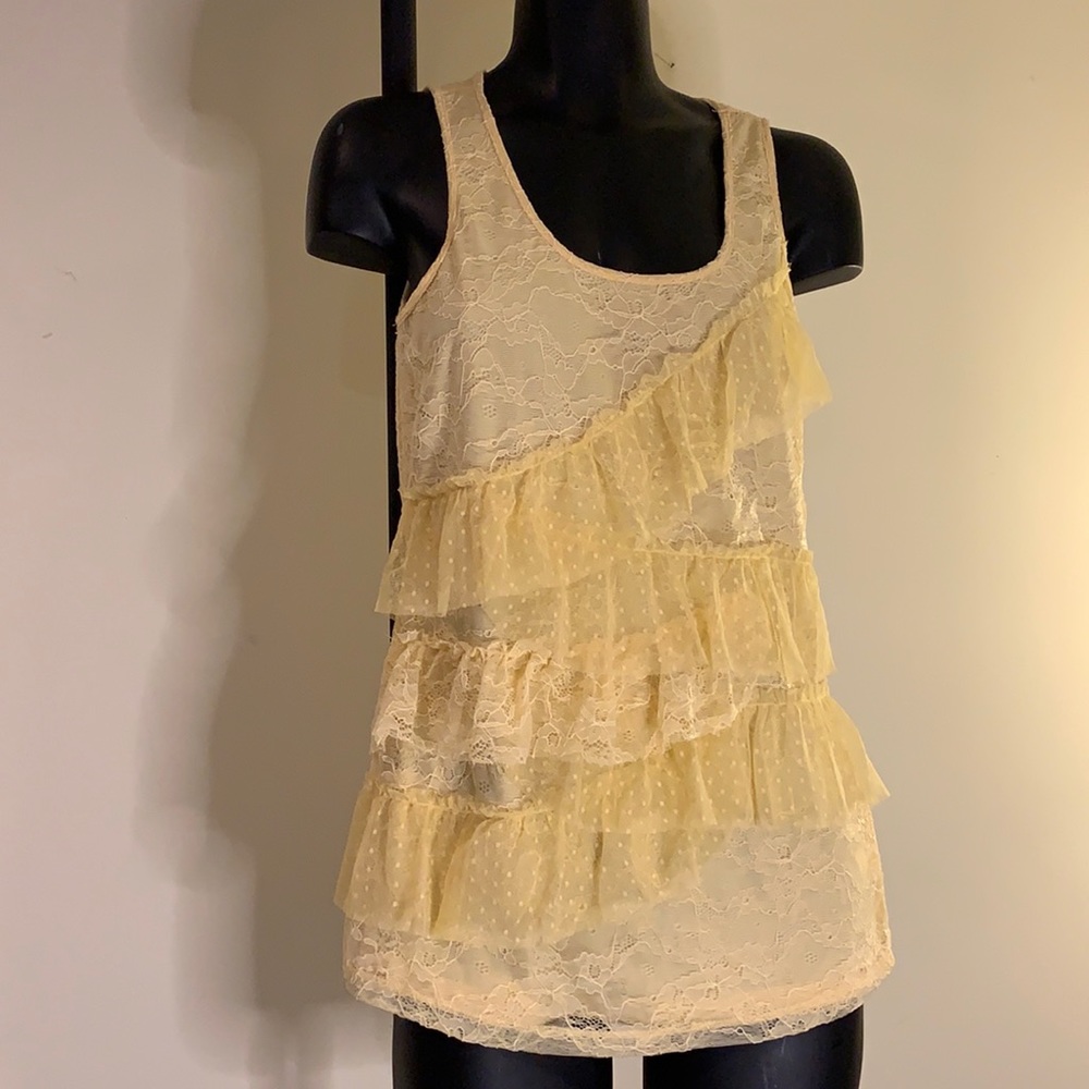 Women’s Small Maurices Lace Blouse with Floral and Dots Lace